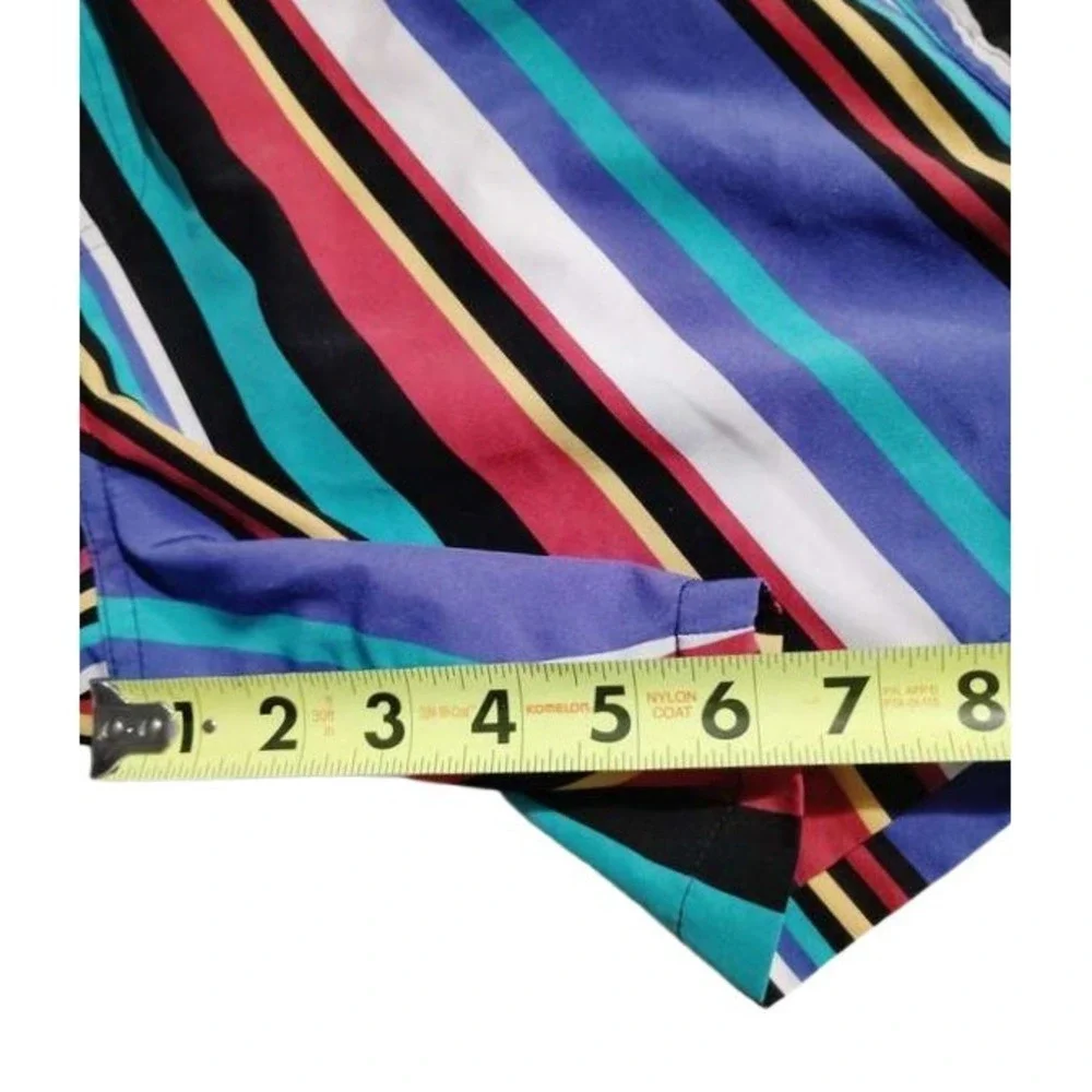 Surf Society Swimwear‎ Men's Medium Striped Elastic Waist Drawstring Swim Trunks